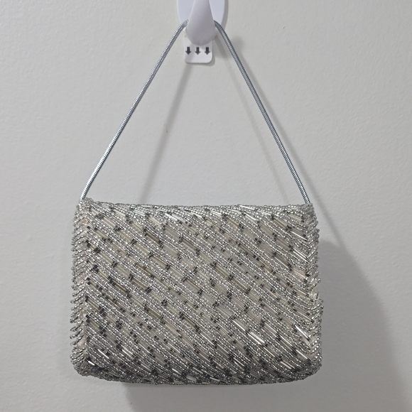 Silver Beaded Clutch - Picture 2 of 9